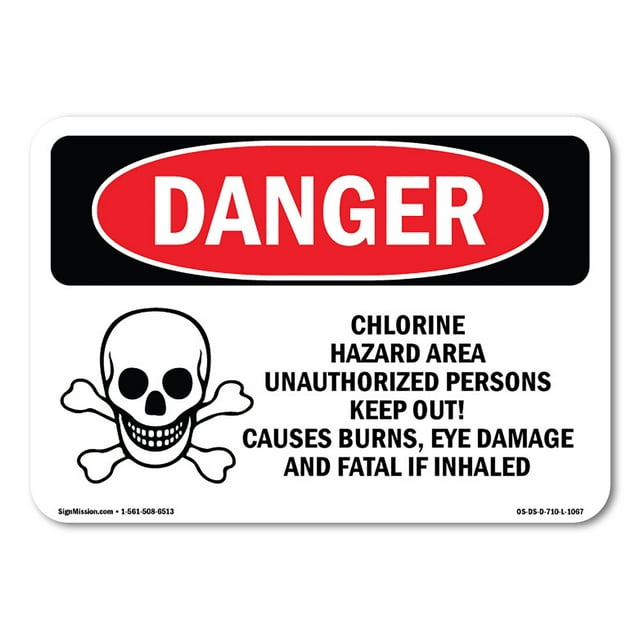 OSHA Danger Sign - Chlorine Hazard Area | Decal | Protect Your Business, Construction Site, Warehouse & Shop Area |  Made in The USA