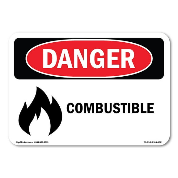 OSHA Danger Sign - Combustible | Decal | Protect Your Business, Construction Site, Warehouse & Shop Area |  Made in The USA