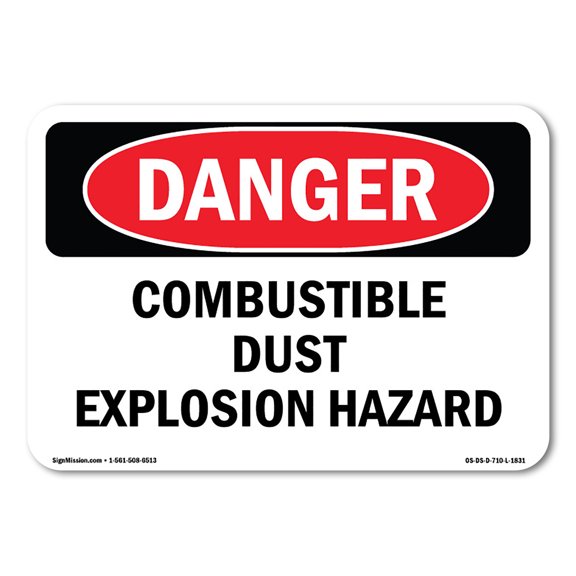 OSHA Danger Sign - Combustible Dust Explosion Hazard | Plastic Sign | Protect Your Business, Construction Site, Warehouse & Shop Area |  Made in The USA