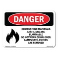 thumbnail image 1 of OSHA Danger Sign - Combustible Materials Air Filters | Plastic Sign | Protect Your Business, Construction Site, Warehouse & Shop Area |  Made in The USA, 1 of 5