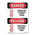 thumbnail image 1 of OSHA Danger Sign - Combustible No Smoking Open Flames Bilingual | Decal | Protect Your Business, Construction Site, Shop Area |  Made in The USA, 1 of 5