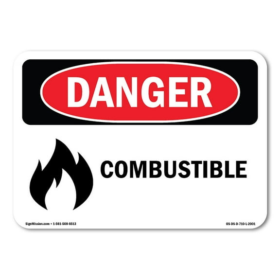 OSHA Danger Sign - Combustible | Plastic Sign | Protect Your Business, Construction Site, Warehouse & Shop Area |  Made in The USA