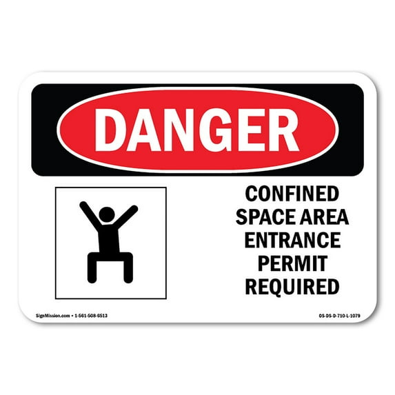 OSHA Danger Sign - Confined Space Area Entrance Permit Required | Decal | Protect Your Business, Construction Site, Shop Area | Made in The USA