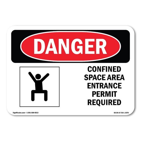 OSHA Danger Sign - Confined Space Area Entrance Permit Required | Plastic Sign | Protect Your Business, Construction Site, Shop Area | Made in The USA