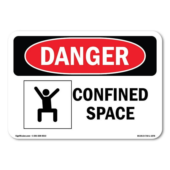 OSHA Danger Sign - Confined Space | Decal | Protect Your Business, Construction Site, Warehouse & Shop Area | Made in The USA