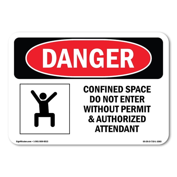 OSHA Danger Sign - Confined Space Do Not Enter Without Permit | Plastic Sign | Protect Your Business, Construction Site, Shop Area |  Made in The USA