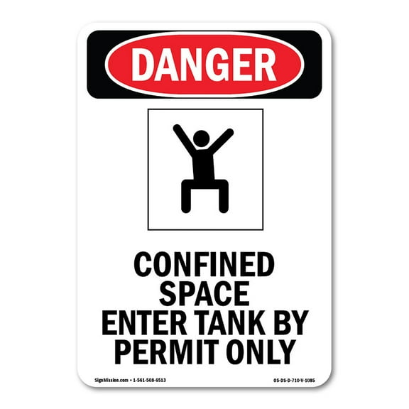 OSHA Danger Sign -  Confined Space Enter | Decal | Protect Your Business, Construction Site, Warehouse & Shop Area |  Made in The USA