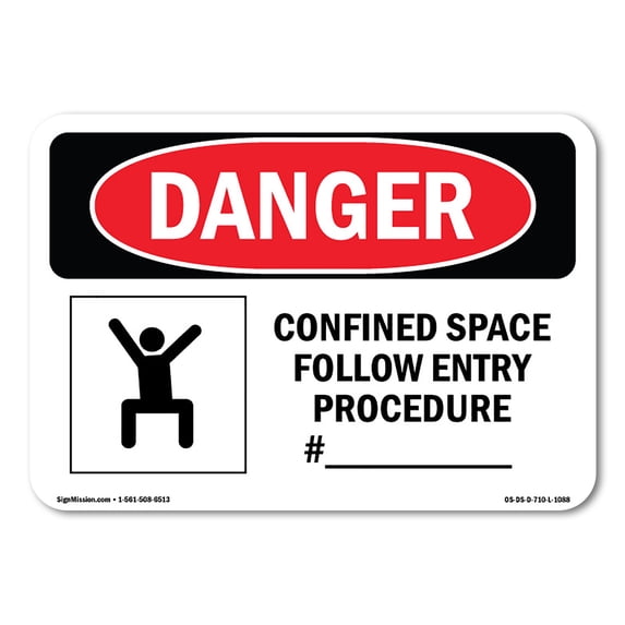 OSHA Danger Sign - Confined Space Follow Entry Procedure | Plastic Sign | Protect Your Business, Construction Site, Shop Area | Made in The USA