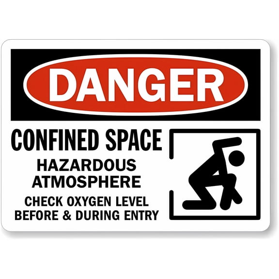 OSHA Danger Sign Confined Space - Hazardous Atmosphere - 8"x12" Metal Sign, Warning for Wall Fence, Confined Space, Hazardous Atmosphere