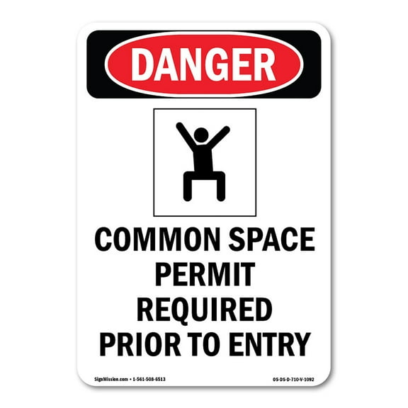 OSHA Danger Sign -  Confined Space Permit | Decal | Protect Your Business, Construction Site, Warehouse & Shop Area |  Made in The USA