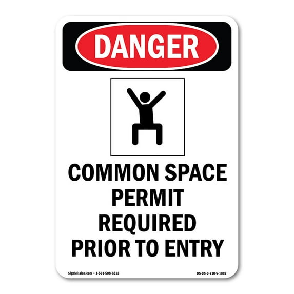 OSHA Danger Sign - Confined Space Permit | Plastic Sign | Protect Your Business, Construction Site, Warehouse & Shop Area | Made in The USA