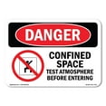thumbnail image 1 of OSHA Danger Sign - Confined Space Test Atmosphere | Plastic Sign | Protect Your Business, Construction Site, Warehouse & Shop Area |  Made in The USA, 1 of 5