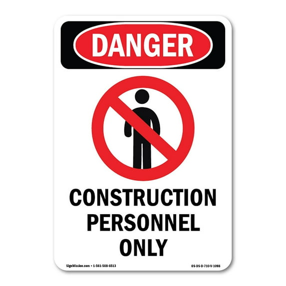 OSHA Danger Sign - Construction Personnel Only | Plastic Sign | Protect Your Business, Construction Site, Warehouse & Shop Area | Made in The USA