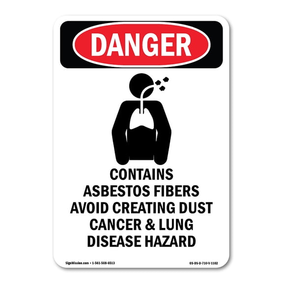 OSHA Danger Sign - Contains Asbestos Fibers | Decal | Protect Your Business, Construction Site, Warehouse & Shop Area | Made in The USA