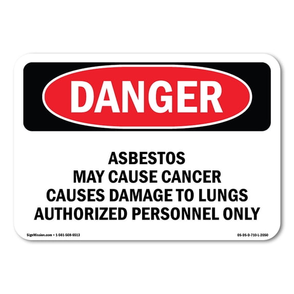 OSHA Danger Sign - Contains Asbestos Fibers | Plastic Sign | Protect Your Business, Construction Site, Warehouse & Shop Area | Made in The USA