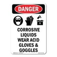 thumbnail image 1 of OSHA Danger Sign -  Corrosive Liquids Wear | Decal | Protect Your Business, Construction Site, Warehouse & Shop Area |  Made in The USA, 1 of 5