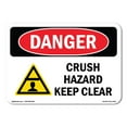 thumbnail image 1 of OSHA Danger Sign - Crush Hazard Keep Clear | Decal | Protect Your Business, Construction Site, Warehouse & Shop Area |  Made in The USA, 1 of 5