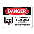 thumbnail image 1 of OSHA Danger Sign - Crush Hazard Stand Clear Of Door | Decal | Protect Your Business, Construction Site, Warehouse & Shop Area |  Made in The USA, 1 of 5
