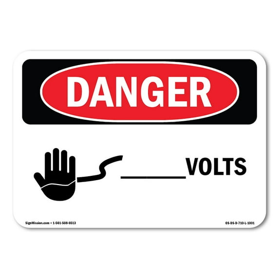 OSHA Danger Sign - Custom -Volts | Plastic Sign | Protect Your Business, Construction Site, Warehouse & Shop Area | Made in The USA