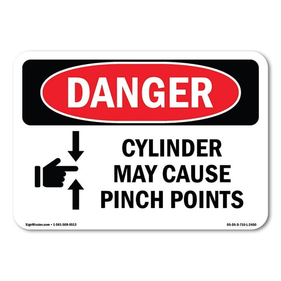 OSHA Danger Sign - Cylinder May Cause Pinch Points | Plastic Sign | Protect Your Business, Construction Site, Warehouse & Shop Area | Made in The USA