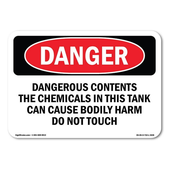 OSHA Danger Sign - Dangerous Contents The Chemicals | Decal | Protect Your Business, Construction Site, Warehouse & Shop Area | Made in The USA