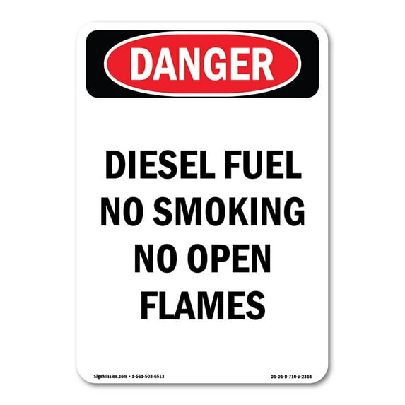 OSHA Danger Sign - Diesel Fuel No Smoking No Open Flames | Decal | Protect Your Business, Construction Site, Shop Area | Made in The USA