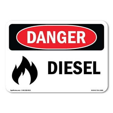 OSHA Danger Sign - Diesel | Plastic Sign | Protect Your Business, Construction Site, Warehouse & Shop Area |  Made in The USA