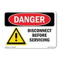 thumbnail image 1 of OSHA Danger Sign - Disconnect Before Servicing | Decal | Protect Your Business, Construction Site, Warehouse & Shop Area |  Made in The USA, 1 of 5