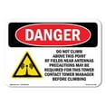 thumbnail image 1 of OSHA Danger Sign - Do Not Climb Above This Point | Plastic Sign | Protect Your Business, Construction Site, Warehouse & Shop Area |  Made in The USA, 1 of 5