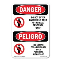 OSHA Danger Sign - Do Not Enter Hazardous Area Bilingual | Decal | Protect Your Business, Construction Site, Shop Area |  Made in The USA
