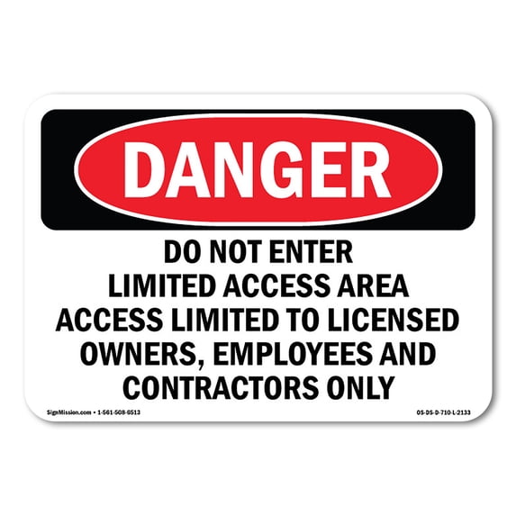 OSHA Danger Sign - Do Not Enter Limited Access Area Access | Plastic Sign | Protect Your Business, Construction Site, Shop Area | Made in The USA