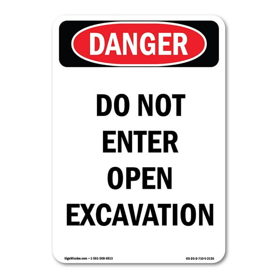 OSHA Danger Sign - Do Not Enter Open Excavation | Plastic Sign | Protect Your Business, Construction Site, Warehouse & Shop Area | Made in The USA