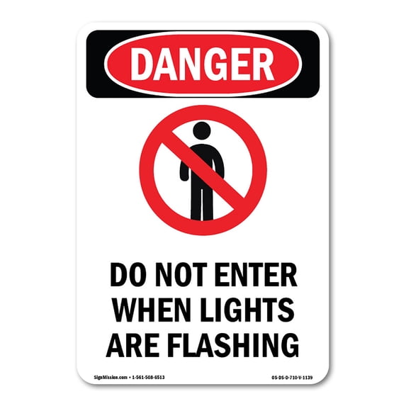 OSHA Danger Sign - Do Not Enter When Lights | Decal | Protect Your Business, Construction Site, Warehouse & Shop Area | Made in The USA