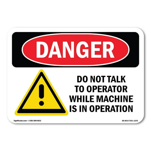 OSHA Danger Sign - Do Not Talk To Operator | Plastic Sign | Protect Your Business, Construction Site, Warehouse & Shop Area |  Made in The USA