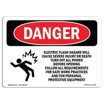OSHA Danger Sign - Electric Flash Hazard Will Cause | Plastic Sign | Protect Your Business, Construction Site, Warehouse & Shop Area |  Made in The USA