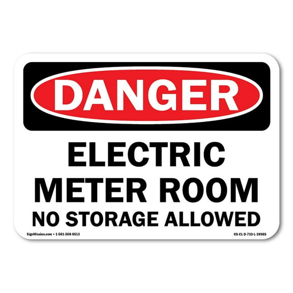 OSHA Danger Sign - Electric Meter Room No Storage Allowed | Vinyl Decal | Protect Your Business, Construction Site, Warehouse & Shop Area | Made in the USA