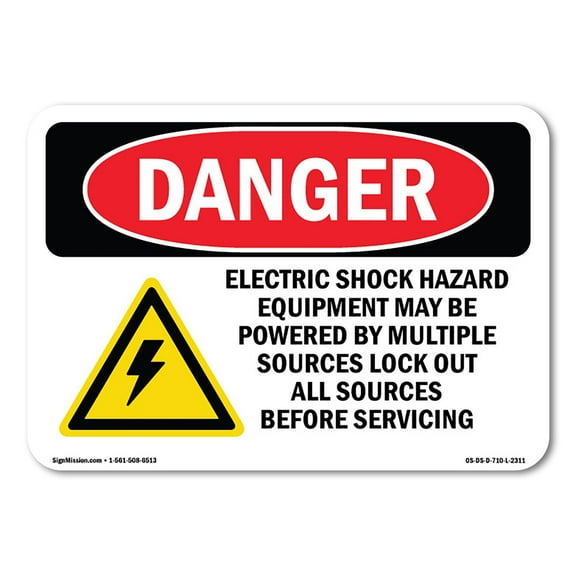 OSHA Danger Sign - Electric Shock Hazard Equipment | Decal | Protect Your Business, Construction Site, Warehouse & Shop Area |  Made in The USA