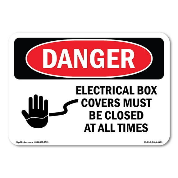 OSHA Danger Sign - Electrical Box Covers Must Be Closed | Plastic Sign | Protect Your Business, Construction Site, Warehouse & Shop Area | Made in The USA