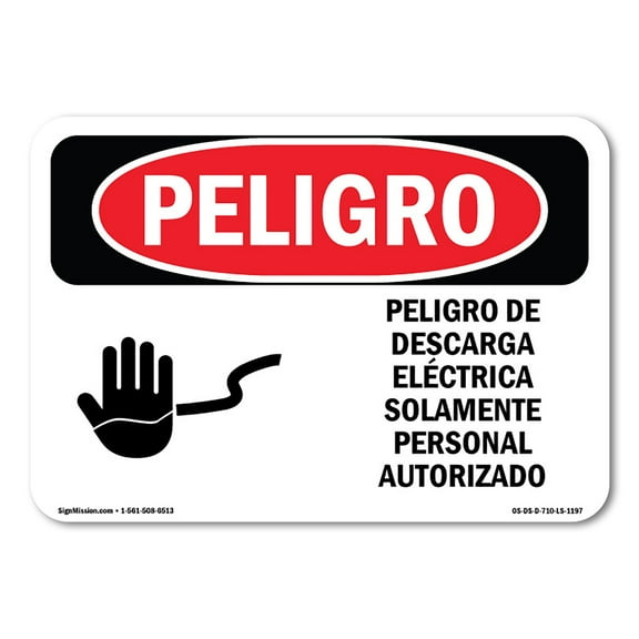 OSHA Danger Sign - Electrical Hazard Authorized Spanish | Plastic Sign | Protect Your Business, Construction Site, Warehouse & Shop Area |  Made in The USA