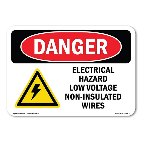 OSHA Danger Sign - Electrical Hazard Low Voltage | Decal | Protect Your Business, Construction Site, Warehouse & Shop Area | Made in The USA