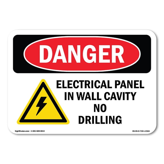 OSHA Danger Sign - Electrical Panel In Wall Cavity | Decal | Protect Your Business, Construction Site, Warehouse & Shop Area |  Made in The USA
