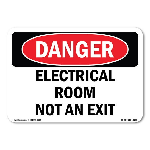 OSHA Danger Sign - Electrical Room Not An Exit | Plastic Sign | Protect Your Business, Construction Site, Warehouse & Shop Area |  Made in The USA