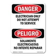thumbnail image 1 of OSHA Danger Sign - Electrician Only Do Not Service Bilingual | Plastic Sign | Protect Your Business, Construction Site, Shop Area |  Made in The USA, 1 of 5