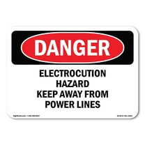 OSHA Danger Sign - Electrocution Hazard Keep Away From Power Lines | Plastic Sign | Protect Your Business, Construction Site, Shop Area |  Made in The USA