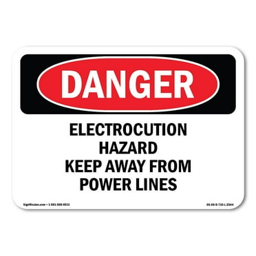 OSHA Danger Sign - Electrocution Hazard Keep Away From Power Lines | Plastic Sign | Protect Your Business, Construction Site, Shop Area |  Made in The USA