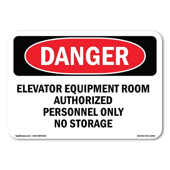 OSHA Danger Sign - Elevator Equipment Room Authorized Personnel | Plastic Sign | Protect Your Business, Construction Site, Shop Area | Made in The USA