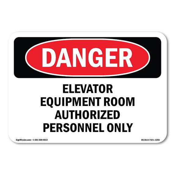 OSHA Danger Sign - Elevator Equipment Room | Decal | Protect Your Business, Construction Site, Warehouse & Shop Area | Made in The USA