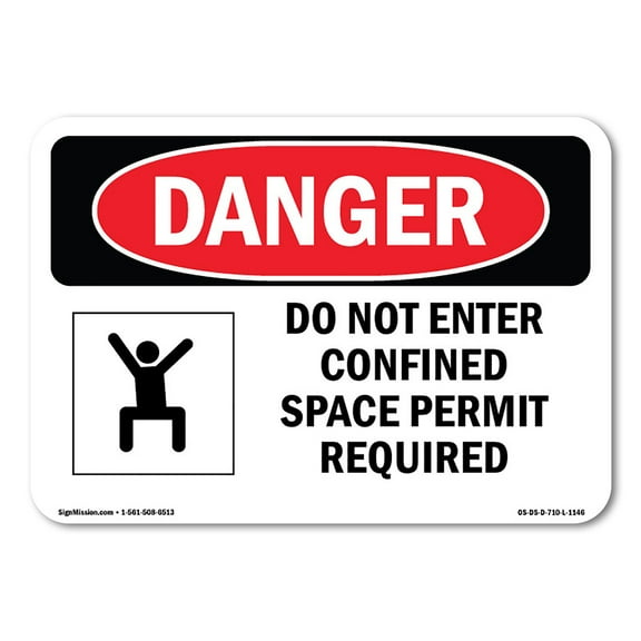 OSHA Danger Sign - Do Not Enter Confined Space Permit Required | Plastic Sign | Protect Your Business, Construction Site, Shop Area |  Made in The USA