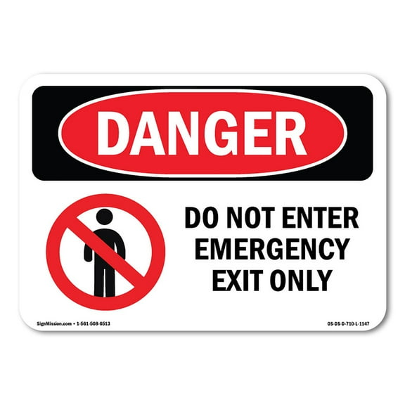 OSHA Danger Sign - Do Not Enter Emergency Exit Only | Plastic Sign | Protect Your Business, Construction Site, Warehouse & Shop Area |  Made in The USA