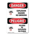 thumbnail image 1 of OSHA Danger Sign - Explosion Hazard No Smoking Bilingual | Decal | Protect Your Business, Construction Site, Shop Area |  Made in The USA, 1 of 5